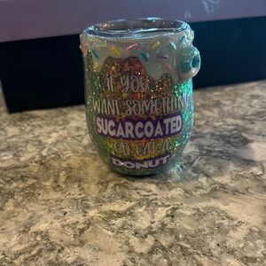 Glittery Donut-Themed stemless tumbler